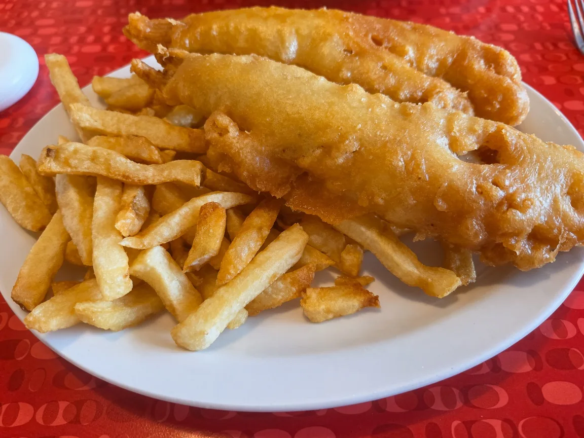 Halibut and chips at Golden Fish & Chips Hamilton